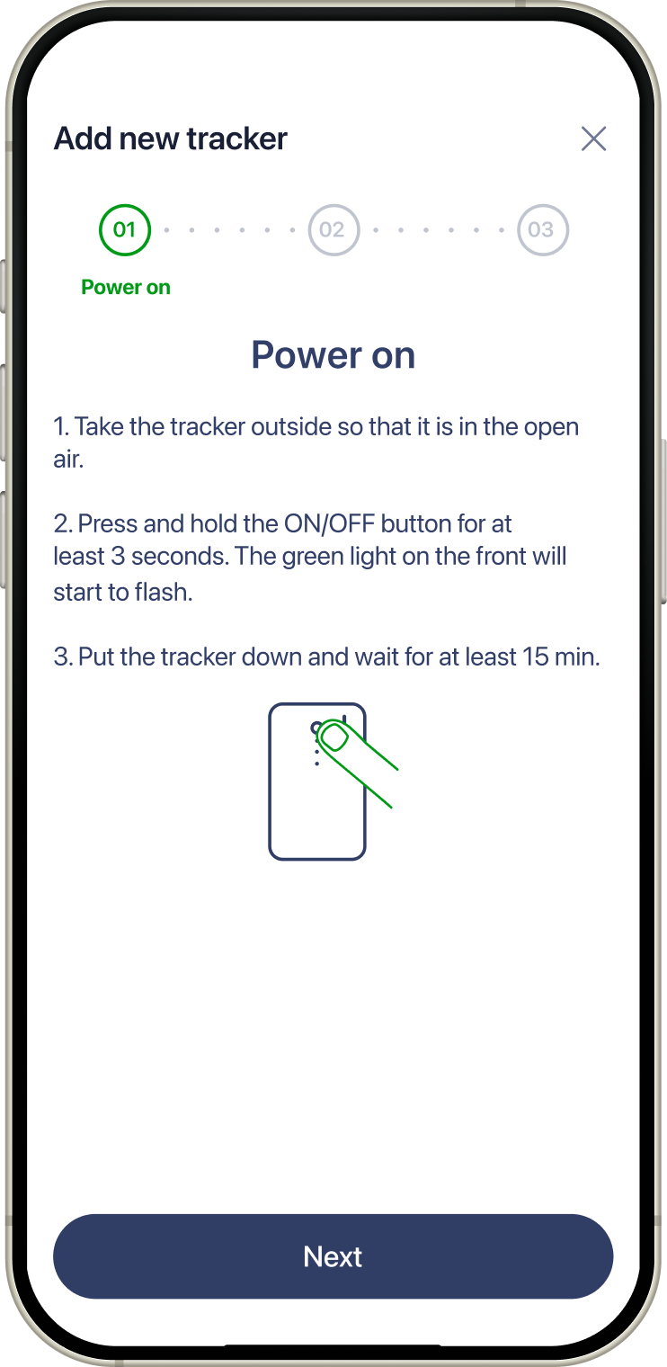 2. Power on device